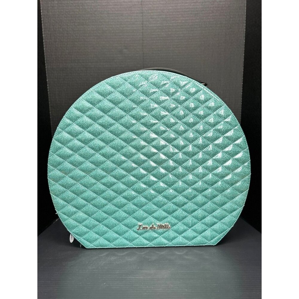 Rare Lux de Ville Blue Mermaid Sparkle Jet Set 18" Hatbox‎ Luggage Retro Pinup